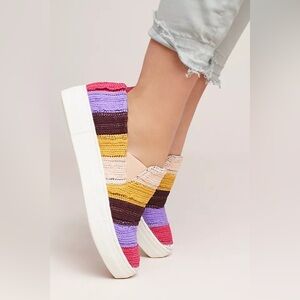 Seychelles crocheted fringe Flats Vibrant Slip-On Loafers Size 9